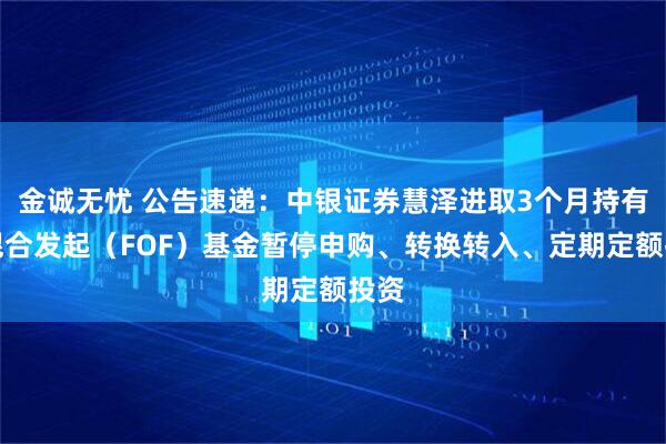 金诚无忧 公告速递：中银证券慧泽进取3个月持有期混合发起（FOF）基金暂停申购、转换转入、定期定额投资