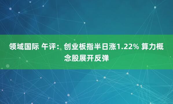 领域国际 午评：创业板指半日涨1.22% 算力概念股展开反弹