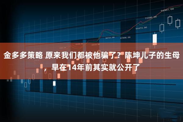 金多多策略 原来我们都被他骗了？陈坤儿子的生母，早在14年前其实就公开了
